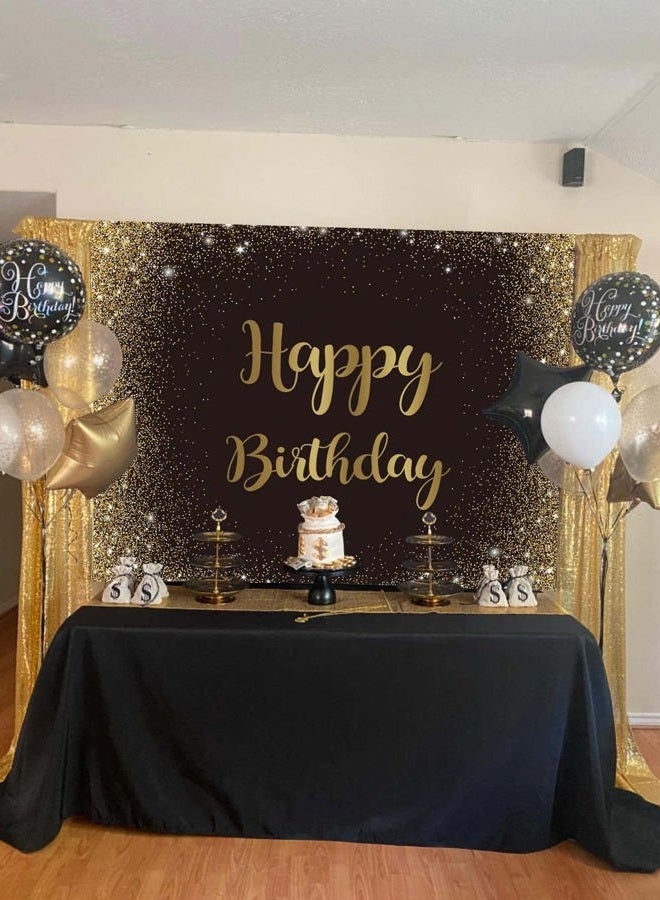 Cenven Black Gold Happy Birthday Backdrop Gold Glitter Spots Photography Background Adults Man Boy Birthday Party Table Wall Decoration Photo Shoot Booth Studio Props 7x5FT - Image 5