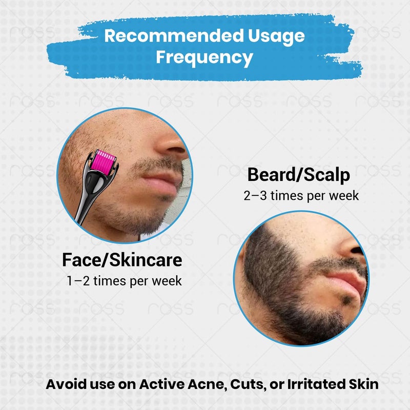 ROSS Derma Roller 0.5mm with 540 Stainless Steel Needles – Microneedling Tool for Hair Growth & Thickening, Beard Growth, Skin Repair, Acne Scar Reduction, Fine Line Reduction & Better Skincare Absorption (Black) - Image 5