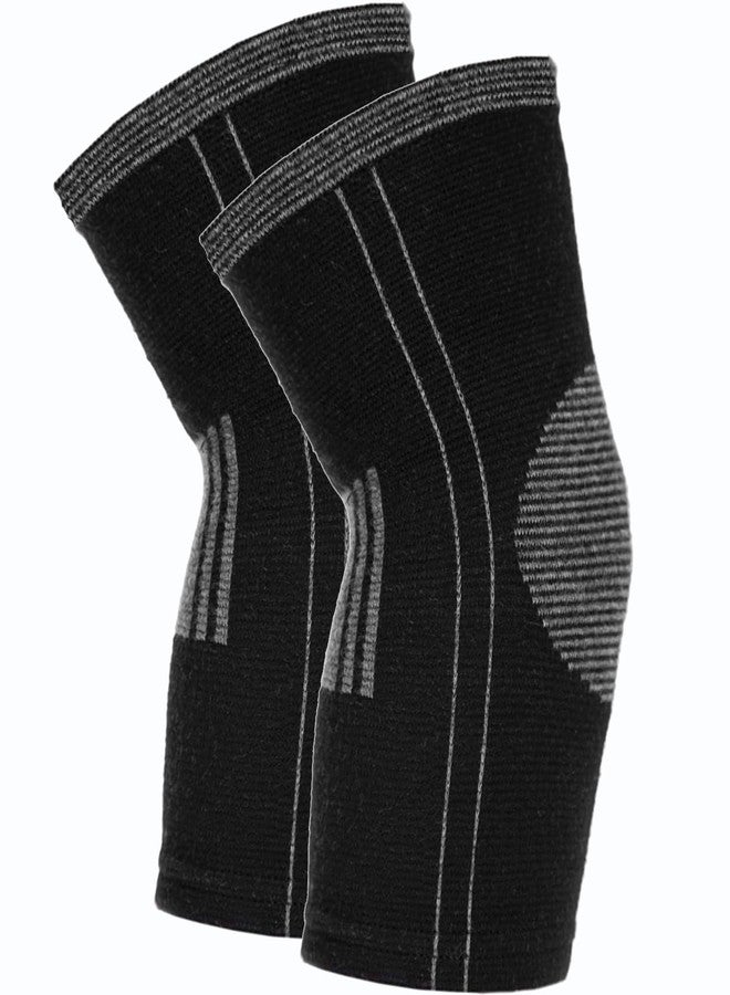 SocksLane Cotton Compression Knee Sleeves, Knee Support Brace for Men & Women, Breathable Joint Support for Swelling, Arthritis & Active Recovery (Large 1pair) - Image 1