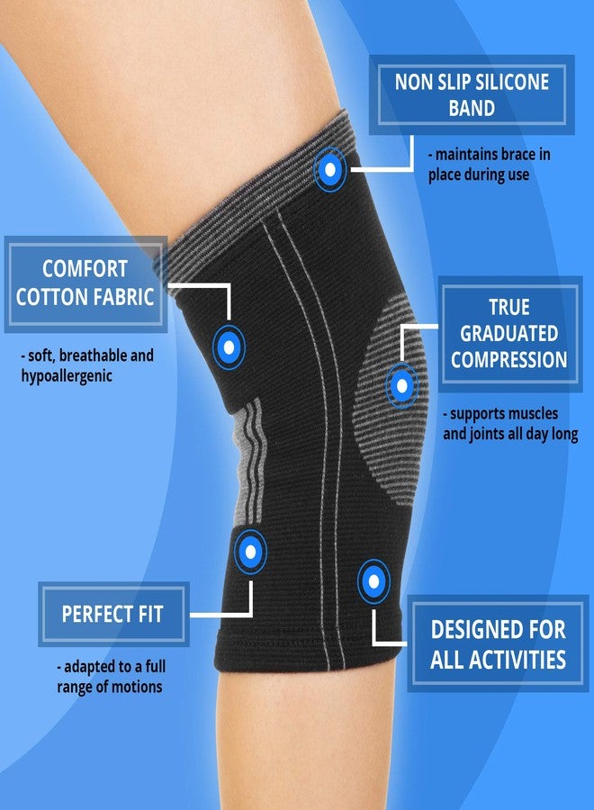 SocksLane Cotton Compression Knee Sleeves, Knee Support Brace for Men & Women, Breathable Joint Support for Swelling, Arthritis & Active Recovery (Large 1pair) - Image 3