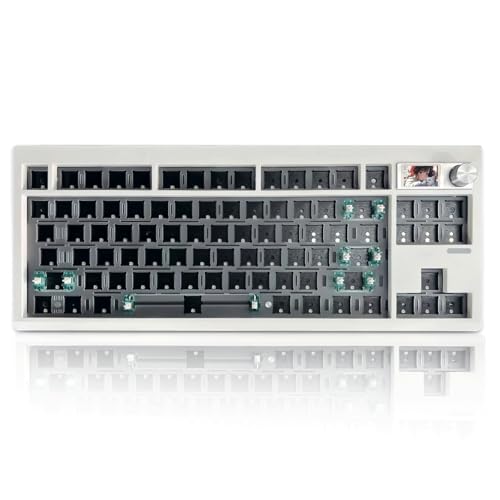ZUOYA GMK87 TKL Mechanical Keyboard Kit with TFT Screen&Knob,BT5.0/2.4Ghz/Type C Tri Mode Barebones Keyboard VIA Programmable RGB HotSwap Gasket Mount Custom Barebones DIY Kit for Win/Mac (White) - Image 1