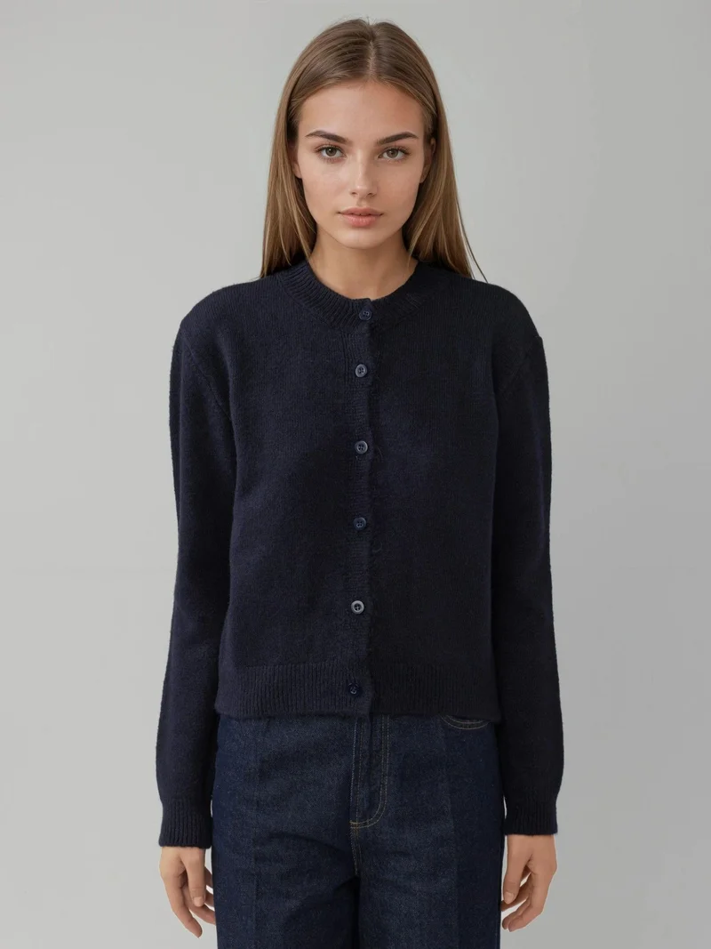 HICCUP Crew Neck Knitwear Soft Touch Cardigan