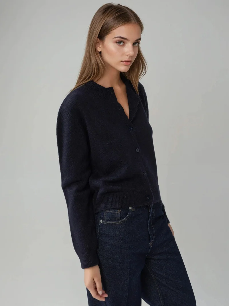 HICCUP Crew Neck Knitwear Soft Touch Cardigan