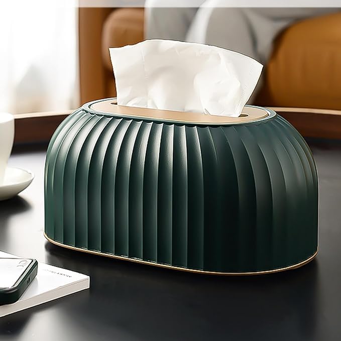 JAMBUVANTI Streak Tissue Box Holder with Automatic Spring/Desktop Facial Paper Towel Dispenser for Office, Home, Restaurants, cafes, Hotels & Hospital (Pine Green) - Image 2