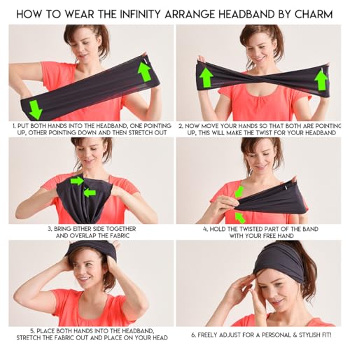 CHARM Mens Tie Dye Bandana Headband - Japanese Head Wrap Womens Hippie Hair Band Marble Dark Blue - Image 3