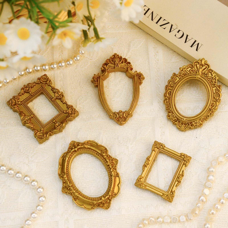 VICROIC 15 PCS Mini Vintage Frames, Tiny Resin Antique Frames, Small Gold picture photo frame for DIY Wall Hanging Jewelry Display Photography Party Hotel Home Decoration (mini frameA) - Image 4