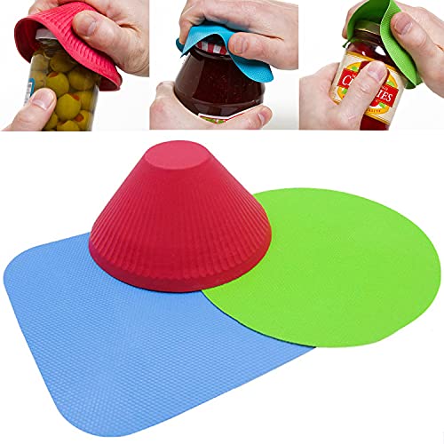 TRLREQ Jar Gripper Multi Purpose Reusable Rubber Gripper Jar Opener Gripper Rubber Jar Multi Purpose Bottle Lid Openers Fit for Most Bottles Set of 3 - Image 1