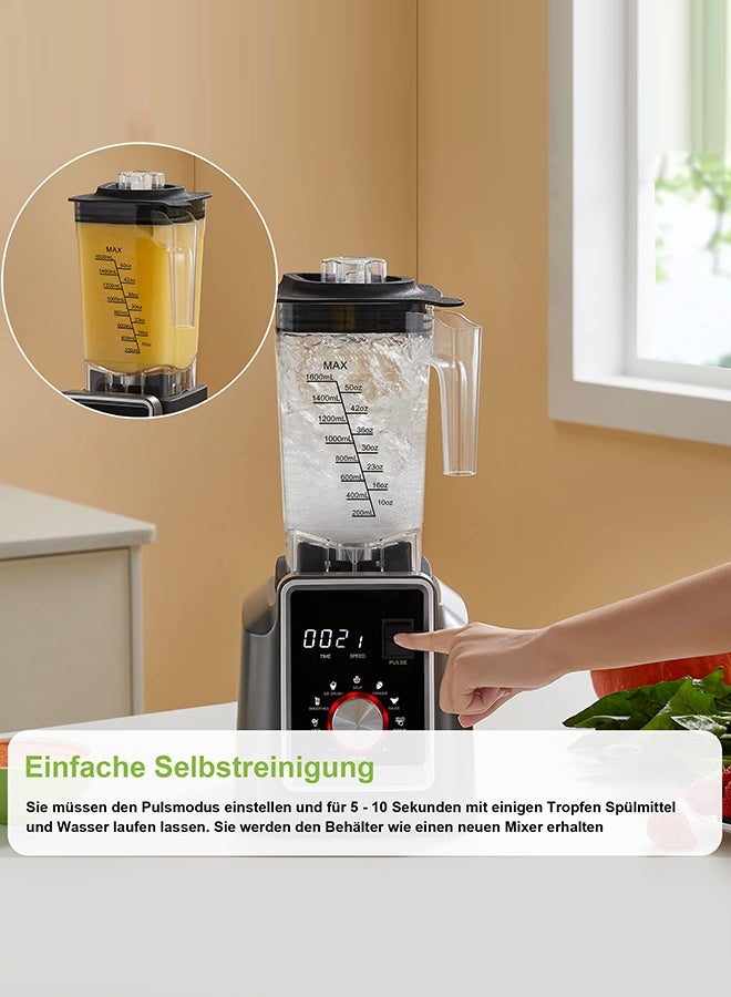 الحلم خلاط قوي بقوة 2200 واط، وظيفة التنظيف الذاتي، خلاط مع وعاء سعة 2 لتر وكوب سفر سعة 600 مل، خلاط سموثي خالٍ من مادة BPA (T5600، رمادي) - Image 5