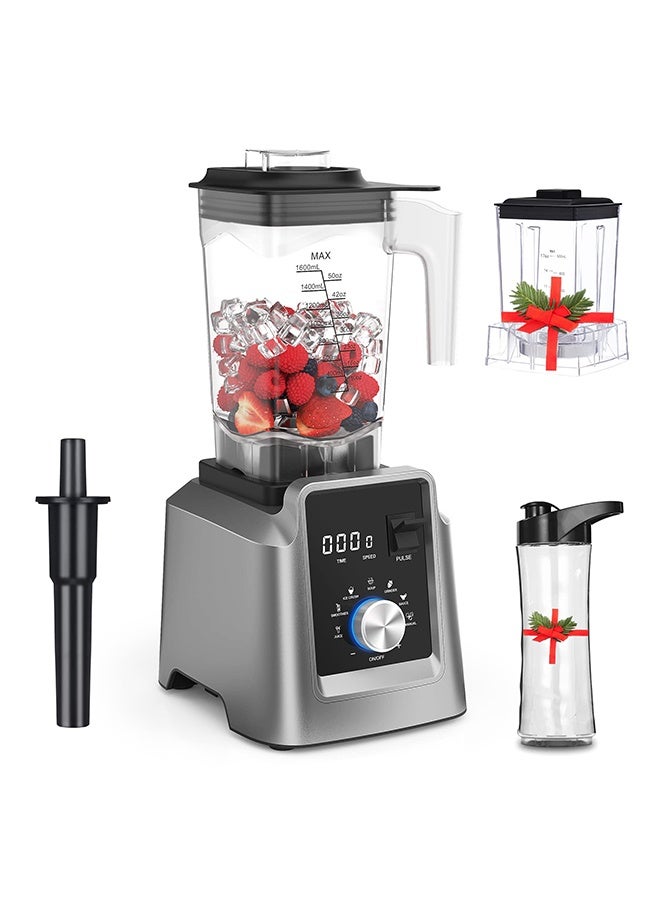 الحلم خلاط قوي بقوة 2200 واط، وظيفة التنظيف الذاتي، خلاط مع وعاء سعة 2 لتر وكوب سفر سعة 600 مل، خلاط سموثي خالٍ من مادة BPA (T5600، رمادي) - Image 1