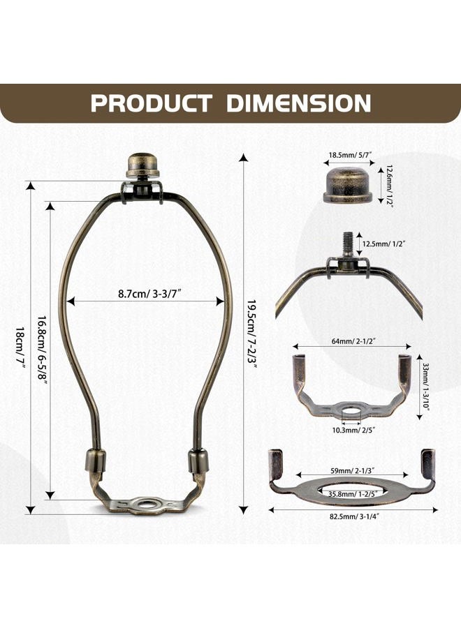 GooChan Lamp Shade Harp, Antique Brass Lamp Harp Frame Lampshade Bracket, Detachable Shade Holder for Floor or Table Light (Bronze, 7-Inch) - Image 2