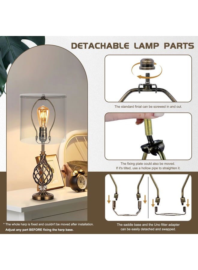 GooChan Lamp Shade Harp, Antique Brass Lamp Harp Frame Lampshade Bracket, Detachable Shade Holder for Floor or Table Light (Bronze, 7-Inch) - Image 5