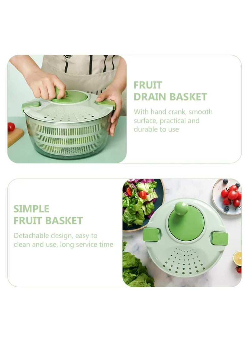Fruits and Vegetables Dryer, Dry Off Drain Lettuce with Ease for Tastier Salads Hollow Drain Basket, Hand-Cranked Vegetable Dehydrator for Kitchen Washing and Drying, Green  - Image 3