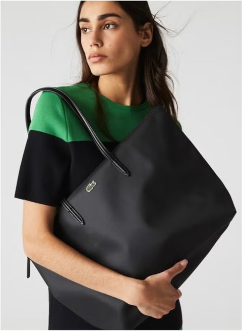 Lacoste Bag Women's L12.12 مفهوم الأزياء متعددة الاستخدامات كبيرة الحجم كبير الحجم سحاب حقيبة كتف محمولة محمولة حقيبة كبيرة 45 سم * 30 سم * 12 سم