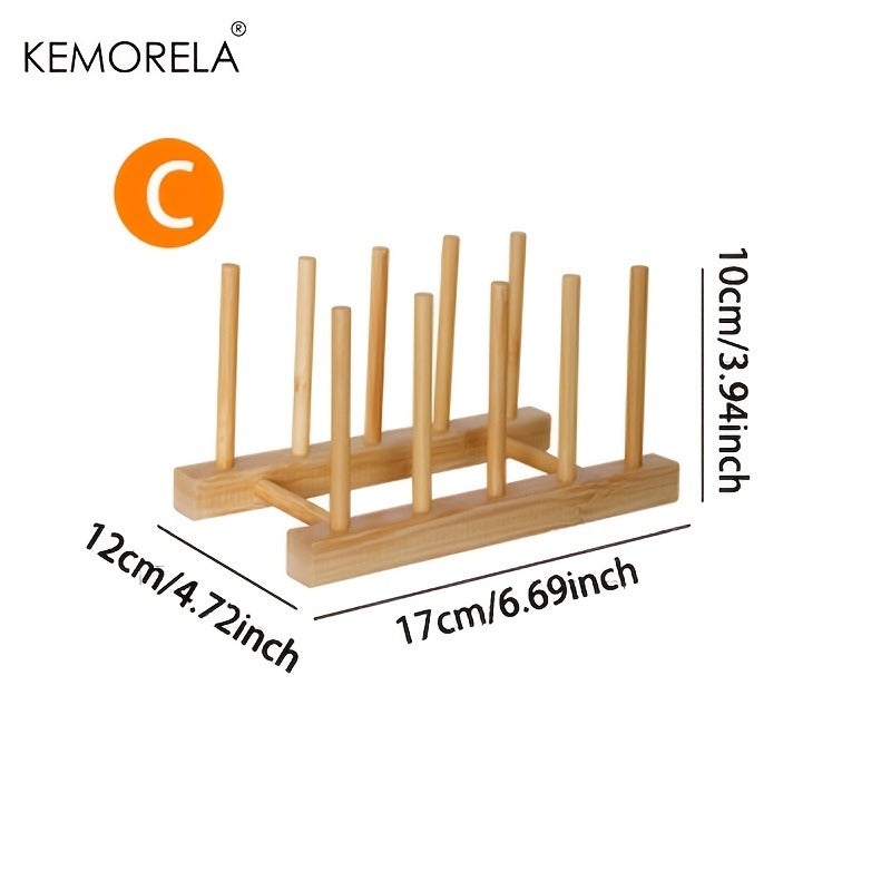 KEMORELA Bamboo Wooden Dish Racks Plate Stand Holder Vertical Drainer Kitchen Cabinet Organizer for Dish, Pots, Lids, Bowls, Cups, And Cutting Boards And Books - Image 1