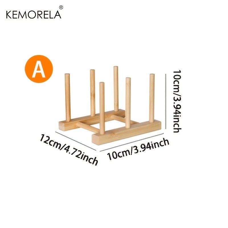 KEMORELA Bamboo Wooden Dish Racks Plate Stand Holder Vertical Drainer Kitchen Cabinet Organizer for Dish, Pots, Lids, Bowls, Cups, And Cutting Boards And Books - Image 5
