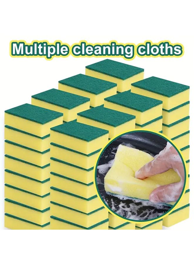 6PCS Yellow Green Right Angle Double Sided Scouring Pad Super Absorbent Durable Scratch Resistant Kitchen Sponge - Image 3