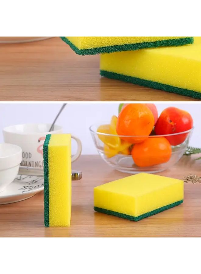 6PCS Yellow Green Right Angle Double Sided Scouring Pad Super Absorbent Durable Scratch Resistant Kitchen Sponge - Image 5