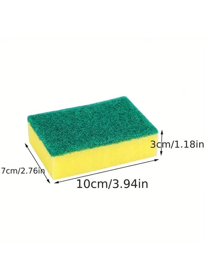 6PCS Yellow Green Right Angle Double Sided Scouring Pad Super Absorbent Durable Scratch Resistant Kitchen Sponge - Image 4