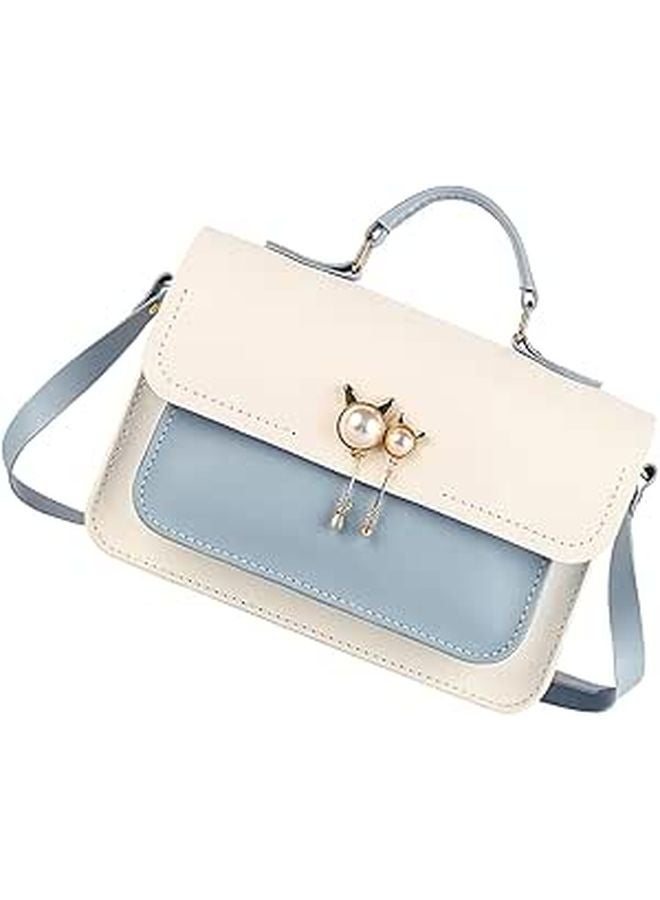 DIY Crossbody Shoulder Bag Making Kit For Beginners Large White Blue Leather Handbag Craft Set - Image 1