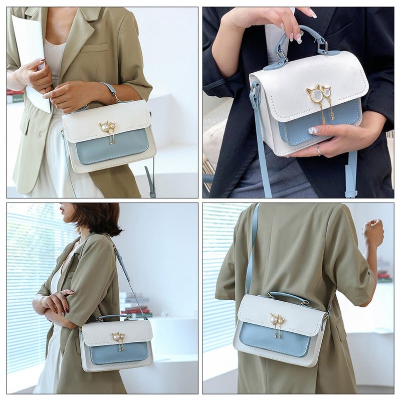 DIY Crossbody Shoulder Bag Making Kit For Beginners Large White Blue Leather Handbag Craft Set - Image 4