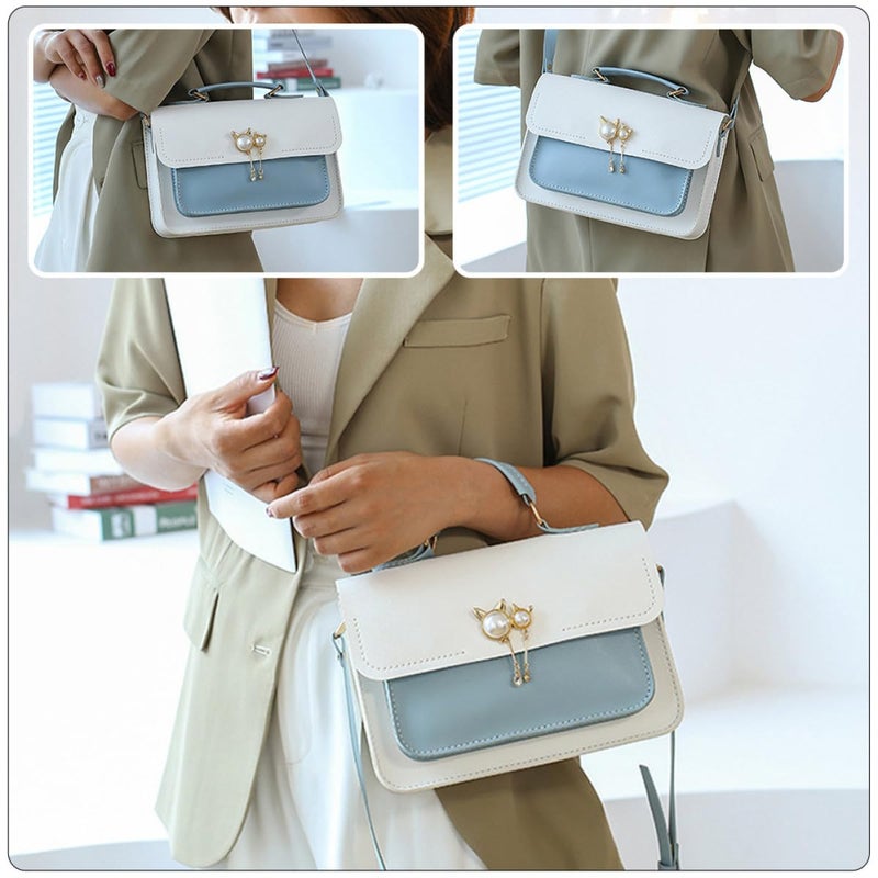 DIY Crossbody Shoulder Bag Making Kit For Beginners Large White Blue Leather Handbag Craft Set - Image 5