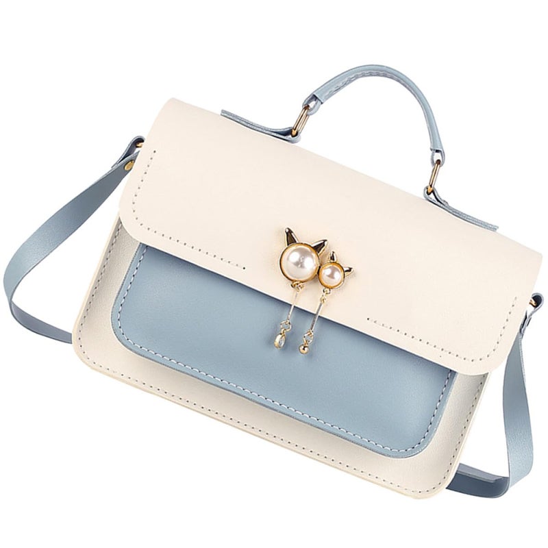DIY Crossbody Shoulder Bag Making Kit For Beginners Large White Blue Leather Handbag Craft Set - Image 2
