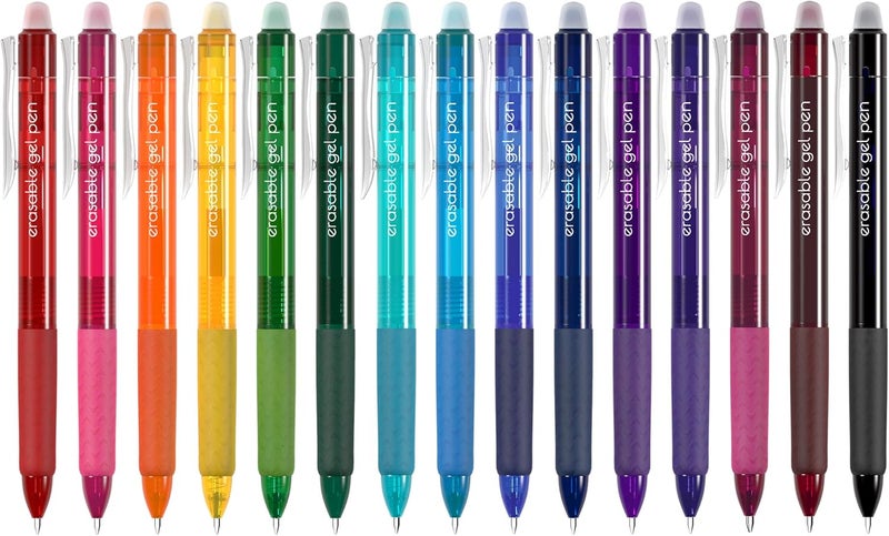 Vanstek 15 Colors Retractable Erasable Gel Pens Clicker, Fine Point(0.7), Make Mistakes Disappear, Premium Comfort Grip for Drawing Writing Planner and School Supplies - Image 1