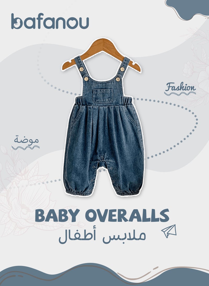 Bafanou Bafanou Summer Denim Baby Girls Jumpsuit Infant Boy Solid Playsuit 0-3Y Romper for Unisex Toddlers  - Image 1