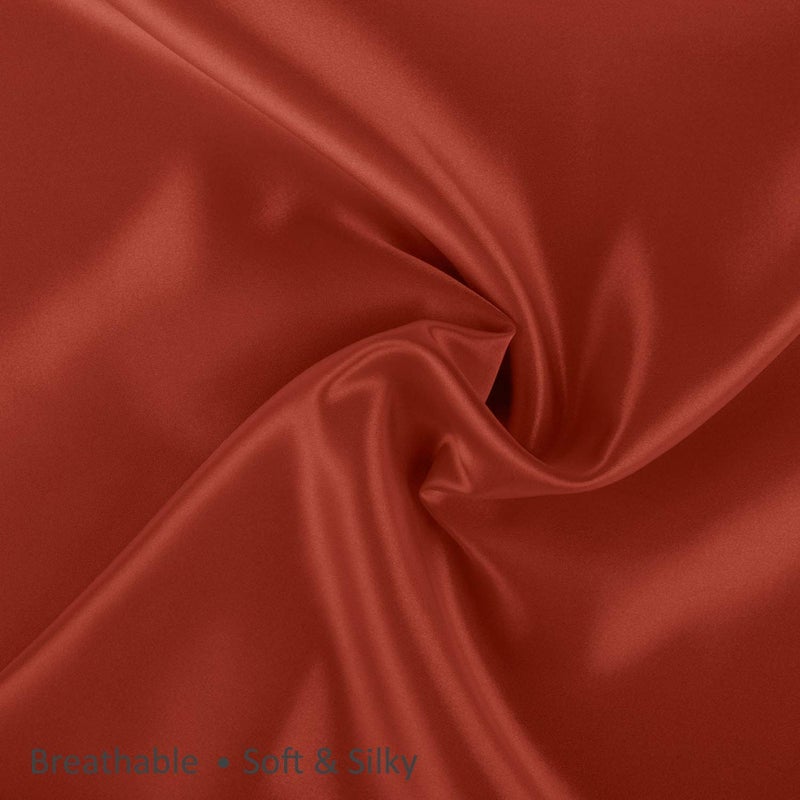 ShopBedding Satin Pillowcase for Hair and Skin Silk Pillowcases - 2 Pack  Satin Pillowcases with Zipper Closure  Satin Pillow Case Cover  Standard Satin Silk Pillowcase for Hair & Skin  Rust - Image 4