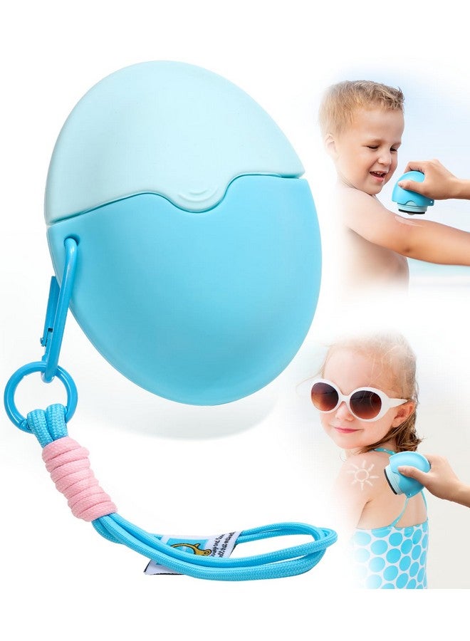 KYHDIYA Sunscreen Applicator For Kids, Adults & Families - BPA Free & Refillable, Sunblock Buddy Brush Set with Protective Caps, Sun Lotion Applicator Sun Cream Brush (Blue) - Image 1