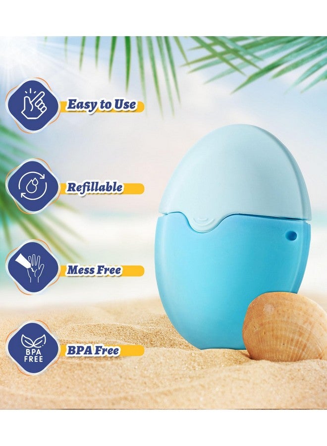 KYHDIYA Sunscreen Applicator For Kids, Adults & Families - BPA Free & Refillable, Sunblock Buddy Brush Set with Protective Caps, Sun Lotion Applicator Sun Cream Brush (Blue) - Image 2