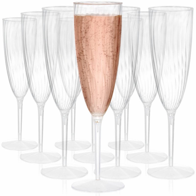 Tebery Tebery 18 Pack Clear Plastic Champagne Flute Mimosa Flutes 6Oz Disposable Wine Cocktail Glasses for Home Daily Life Party Wedding Toasting Drinking 