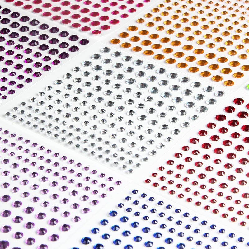 FEMBW 2310 PCS Self Adhesive Rhinestone Gem Stickers for Face Nail Body Makeup Festival,4 Size 14 Sheets Bling Jewels Stickers Earrings for DIY Kids Craft Card Decorations - Image 3