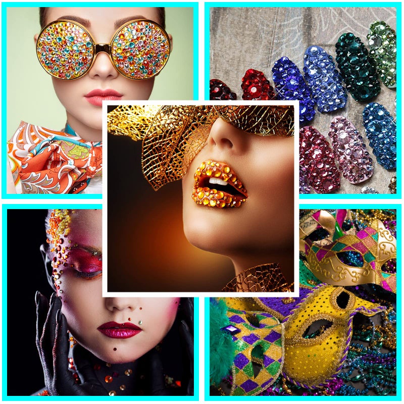 FEMBW 2310 PCS Self Adhesive Rhinestone Gem Stickers for Face Nail Body Makeup Festival,4 Size 14 Sheets Bling Jewels Stickers Earrings for DIY Kids Craft Card Decorations - Image 4