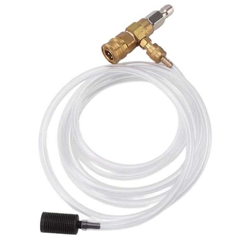 Pressure washer accessory for downstream soap injection, brass construction, black finish, precise dilution ratio control and compatible with cold/hot water - Image 1
