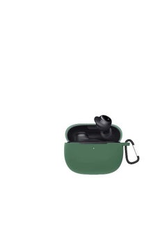 Silicone Protective Case for Xiaomi Mi Redmi Buds 3 Lite Portable Charging Case with Carabiner Anti-Lost Keychain (Dark Green)