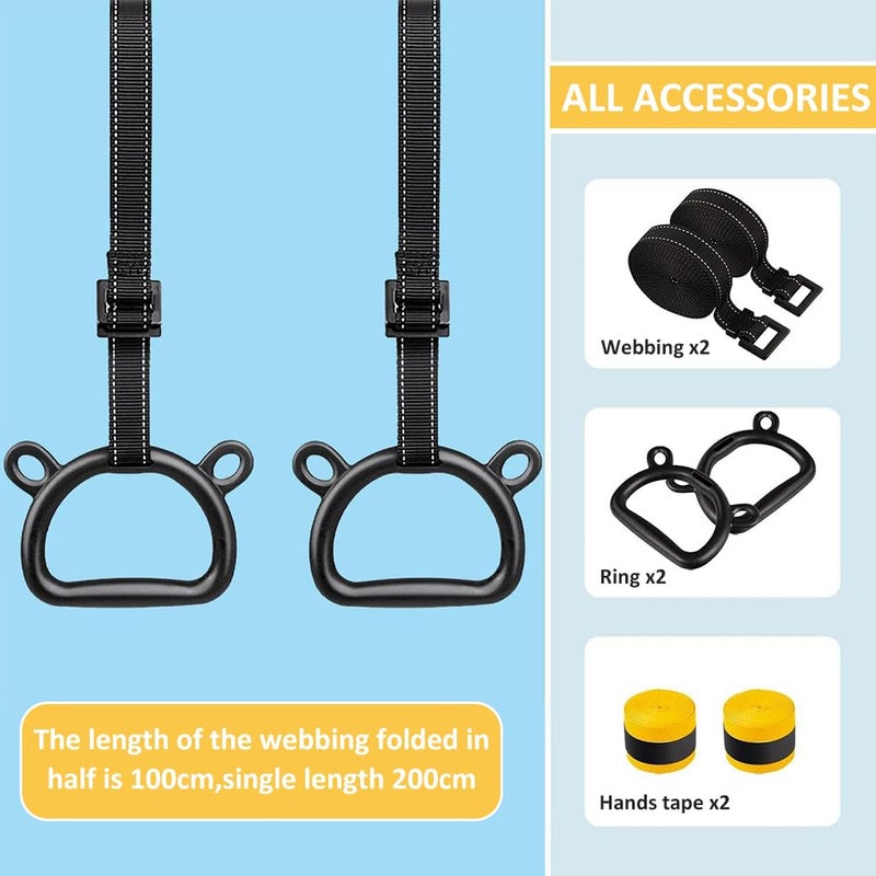 Proberos ® 1 Pair Kids Gymnastic Rings, 400 Kg Loading Robust Gymnastic Ring, Home Fitness Equipment, Indoor and Outdoor Pull-up Bar, Home Exercise, Adjustable Gymnastic Ring 200 cm for kids under 1.4M - Image 3