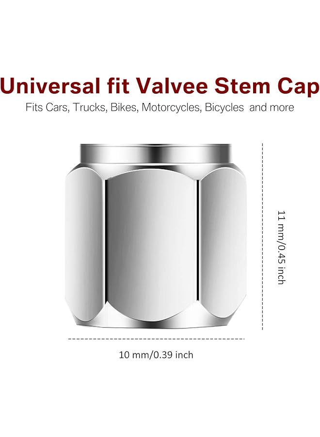 20 قطعة من أغطية صمامات الإطارات النحاسية ذات الشكل السداسي الفضي، أغطية مقاومة للغبار مع حلقة مطاطية، مناسبة للسيارات والشاحنات والدراجات النارية والدراجات الهوائية، لون فضي - Image 4