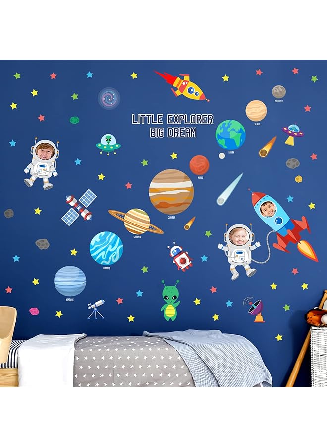 ديكو وال ملصق حائط على شكل كواكب النظام الشمسي DS9 8058، ملصق حائط فضائي، ديكور حائط لغرفة النوم، غرفة الأطفال، غرفة الطفل - Image 1