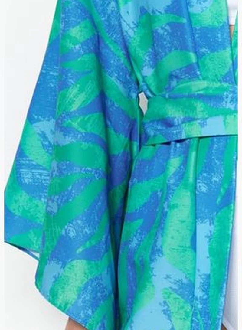 trendyol Mini Woven Kimono & Kaftan with Belted Abstract Pattern TBESS23KM00024