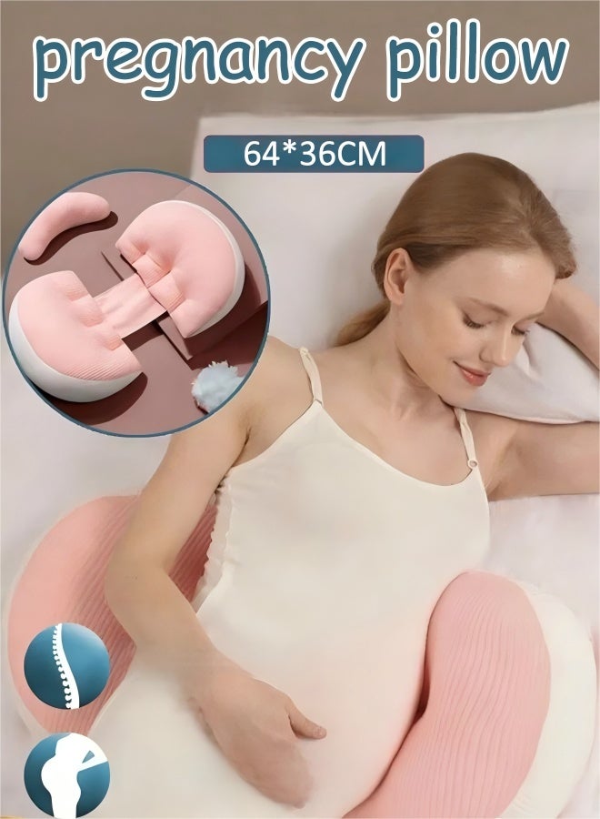 Home Pregnancy Pillow for Sleeping Portable, Maternity Pillow for Side Sleeper, Travel Wedge Pillow, Body Pillow Support for Back, Belly, with Removable Cover, Pink - Image 1