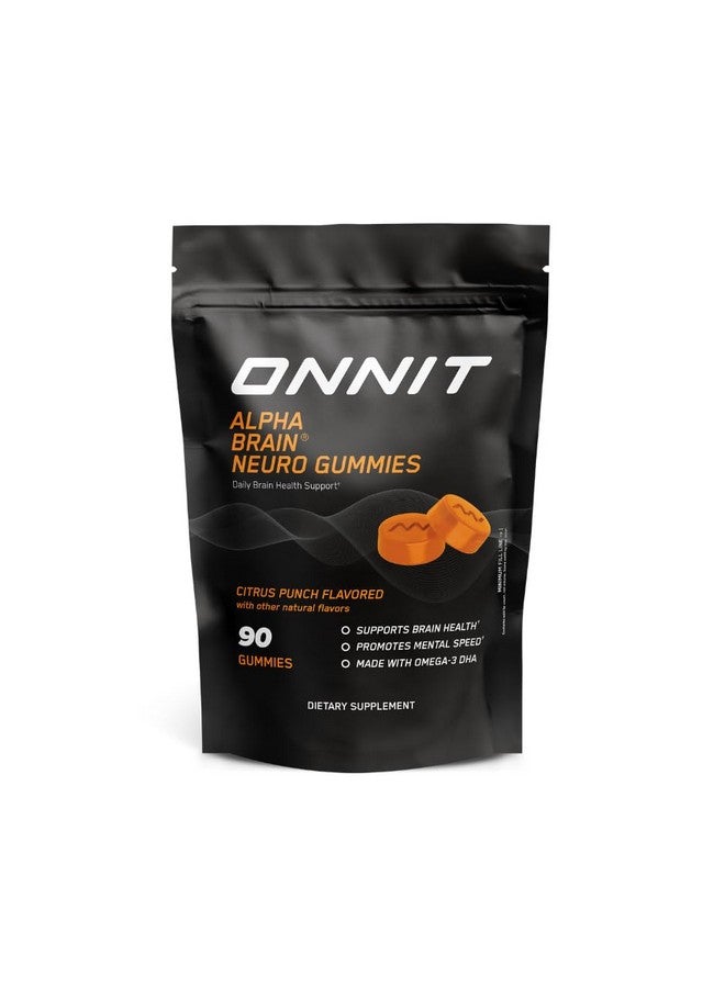 Onnit Alpha Brain Neuro Focus Gummies - Vegan Gummies with Omega-3s, Lutein, Zeaxanthin & Caffeine - Brain, Eye & Focus Supplement for Men & Women†, Citrus Punch Flavor, 90 Count - Image 1