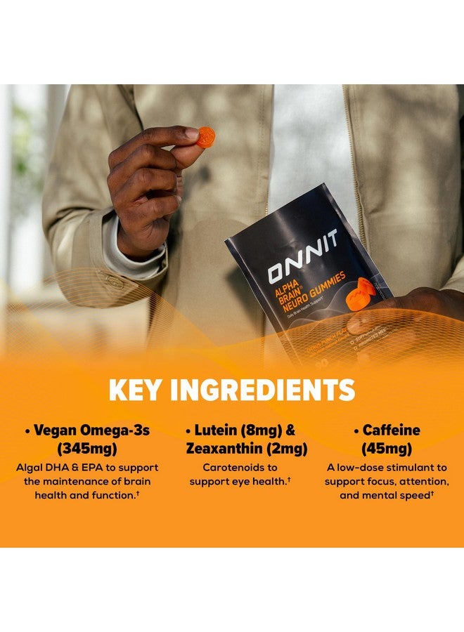 Onnit Alpha Brain Neuro Focus Gummies - Vegan Gummies with Omega-3s, Lutein, Zeaxanthin & Caffeine - Brain, Eye & Focus Supplement for Men & Women†, Citrus Punch Flavor, 90 Count - Image 4