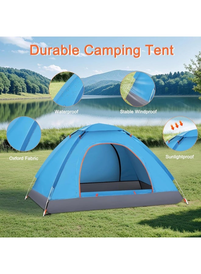 DEXO Camping Tent 2-3 Person,Portable Outdoor Tent,Easy Setup,with Carrying Bag,Pop up Tents Desert Camping(Blue) - Image 4