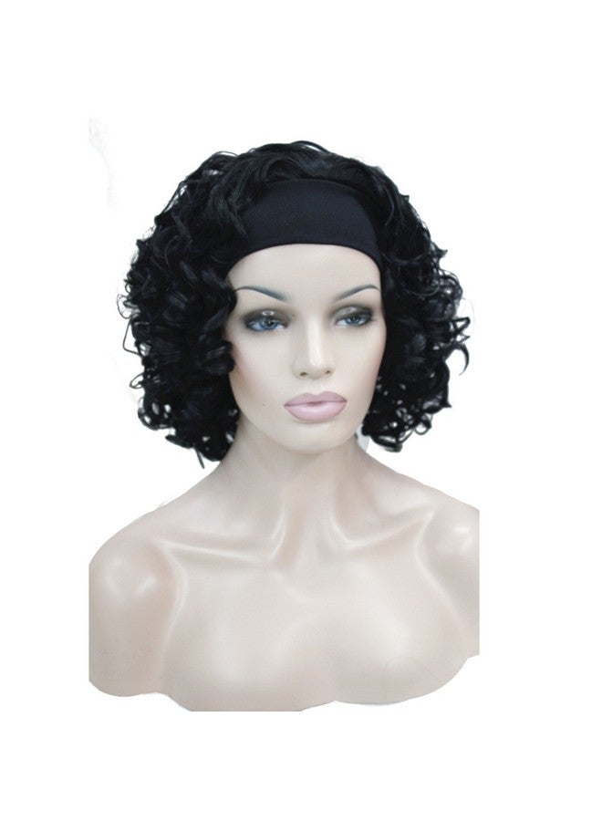 Lydell 12" Super Curly Wigs Jet Black Synthetic Headband Wigs (Jet Black) - Image 4