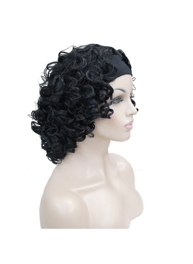 Lydell 12" Super Curly Wigs Jet Black Synthetic Headband Wigs (Jet Black) - Image 2