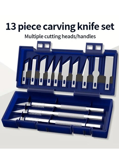 13pcs Metal Carving Knife Pen Art Seal Cutting Manual Combination Paper Cuttings Non-Slip Gadget DIY Precision Repair Tool