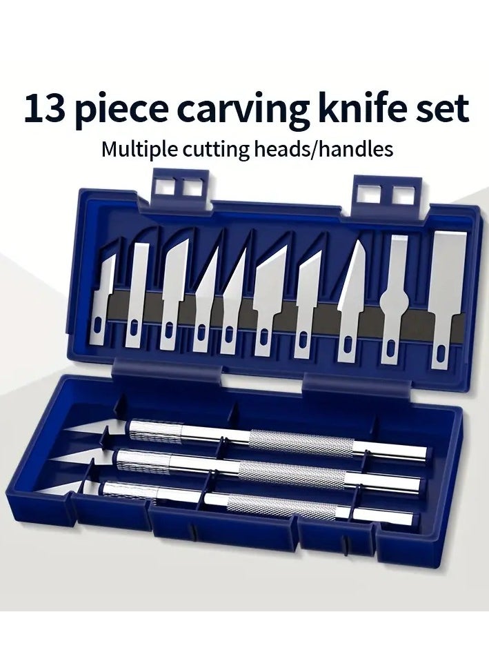 QUALITY - 13pcs Metal Carving Knife Pen Art Seal Cutting Manual Combination Paper Cuttings Non-Slip Gadget DIY Precision Repair Tool - Image 1