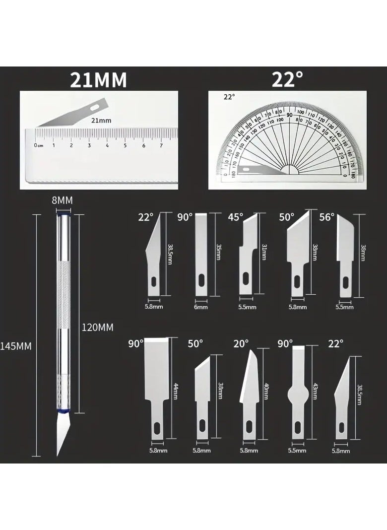 QUALITY - 13pcs Metal Carving Knife Pen Art Seal Cutting Manual Combination Paper Cuttings Non-Slip Gadget DIY Precision Repair Tool - Image 1