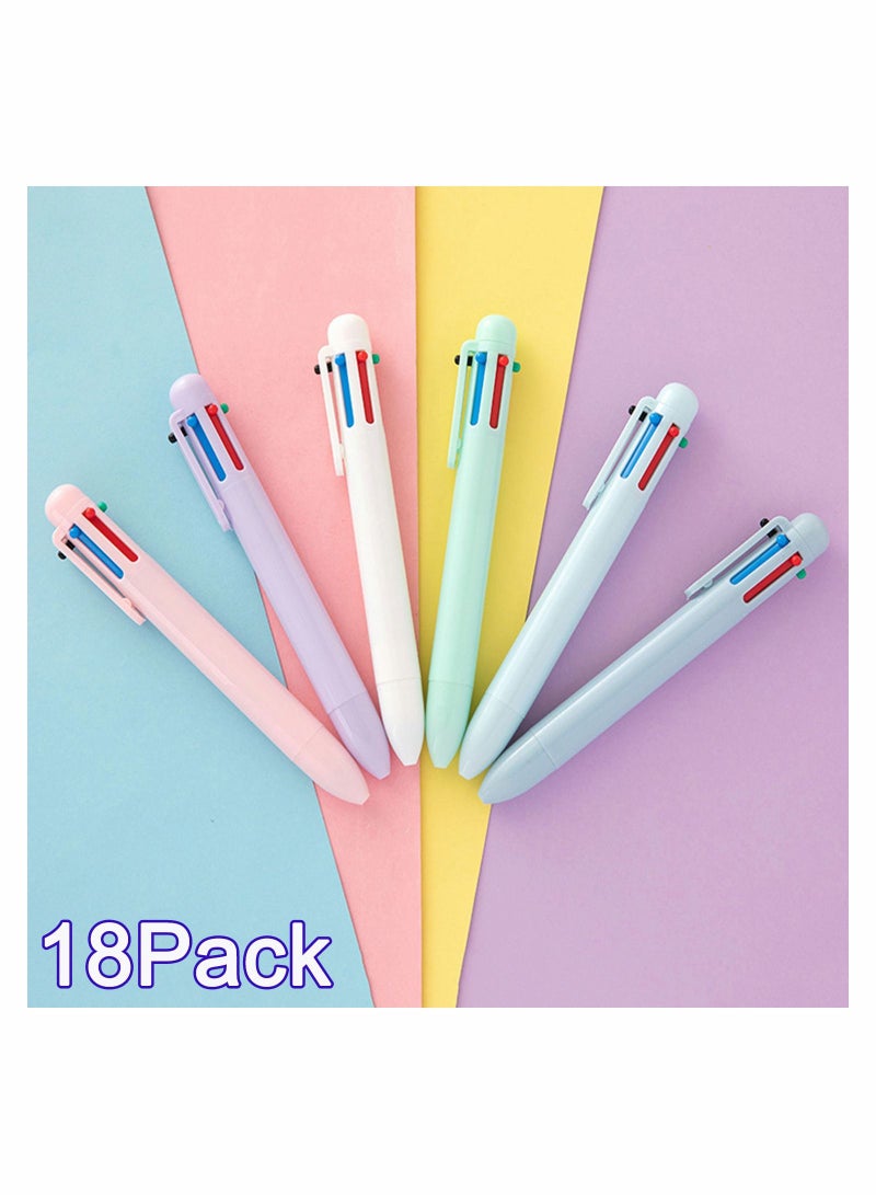 Y&D Multicolor Ballpoint Pens 18 Packs Original 0.5mm 6in1 Pen Colourful Barrel Retractable for Office School Supplies Students Children Gift 6Color - Image 2